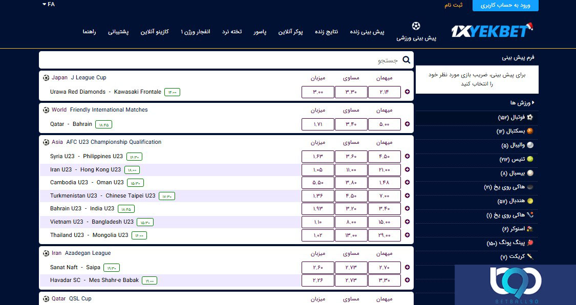  پیش‌ بینی ورزشی وان ایکس یک بت